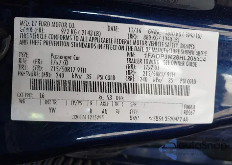 2017 Ford Focus Sel z USA, uszkodzony, nr VIN 1FADP3M28HL205334